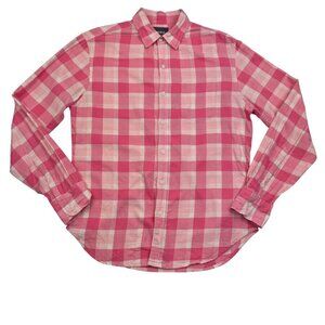 Bonobos Pink and White Buffalo Check/Plaid Long Sleeve Button Down Shirt Men's S